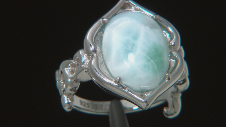Blue Larimar Rhodium Over Silver Ring Video Thumbnail