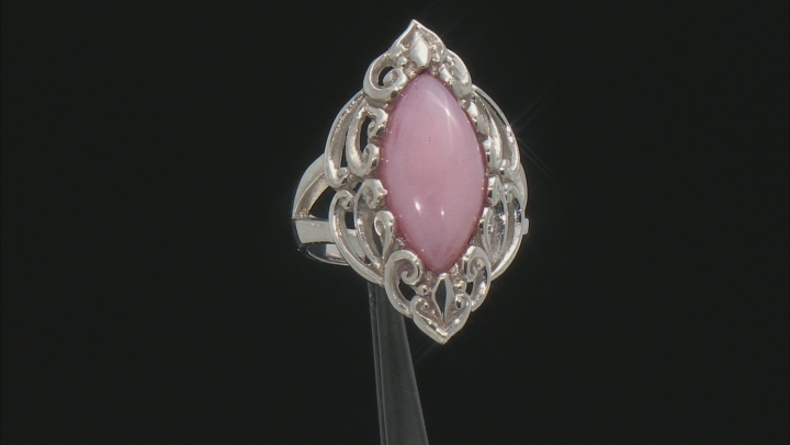 Pink Opal Rhodium Over Silver Ring