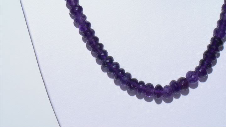 Purple Amethyst Rhodium Over Sterling Silver Graduated Necklace Video Thumbnail