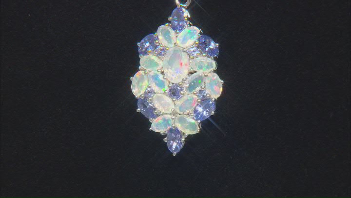 Multi-Color Ethiopian Opal Rhodium Over Silver Pendant with Chain 3.00ctw Video Thumbnail
