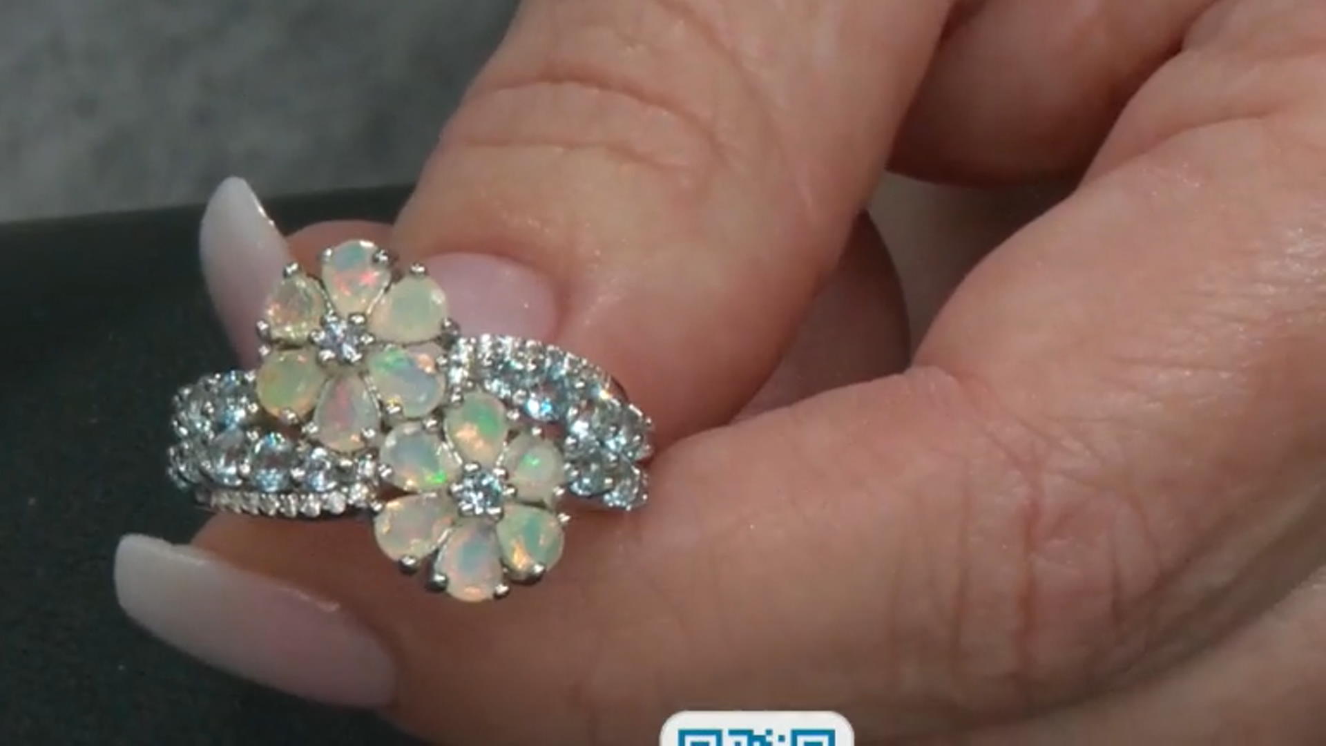 Multi-color Ethiopian Opal Rhodium Over Silver Ring 2.23ctw Video Thumbnail