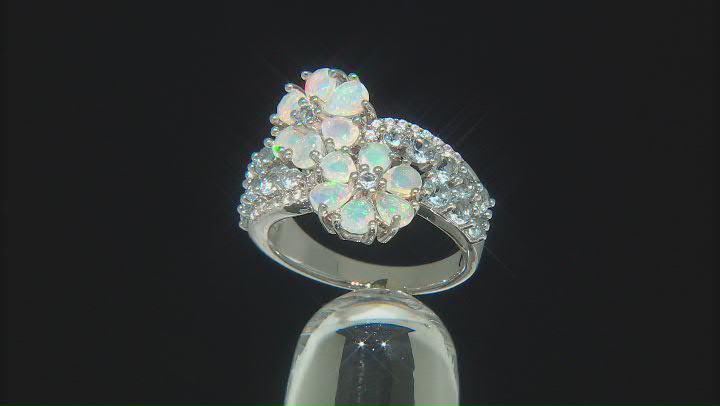 Multi-color Ethiopian Opal Rhodium Over Silver Ring 2.23ctw Video Thumbnail