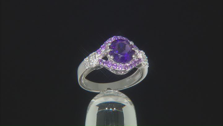 Purple Amethyst Rhodium Over Sterling Silver Ring 1.92ctw Video Thumbnail