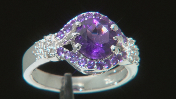 Purple Amethyst Rhodium Over Sterling Silver Ring 1.92ctw Video Thumbnail