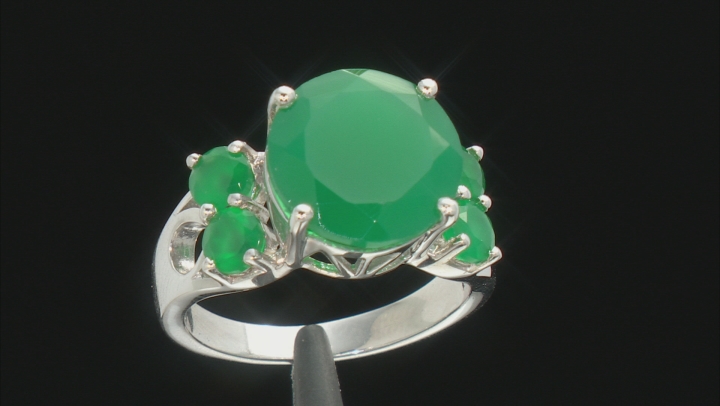 Green Onyx Rhodium Over Sterling Silver Ring Video Thumbnail