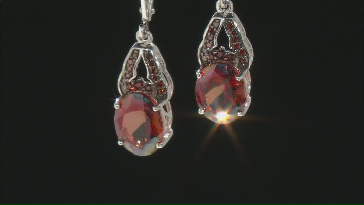 Red Labradorite Rhodium Over Sterling Silver Earring 4.08ctw