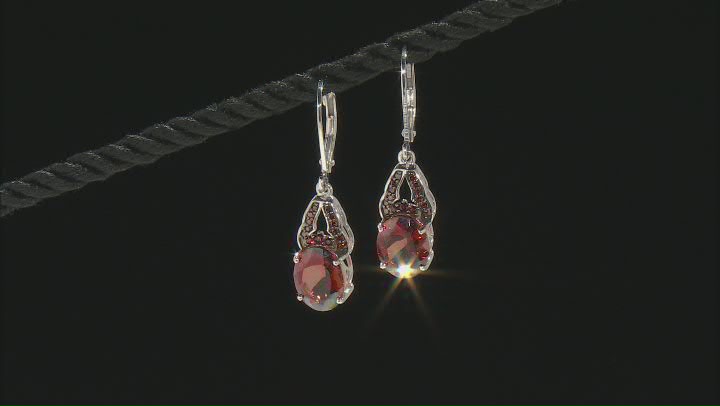 Red Labradorite Rhodium Over Sterling Silver Earring 4.08ctw