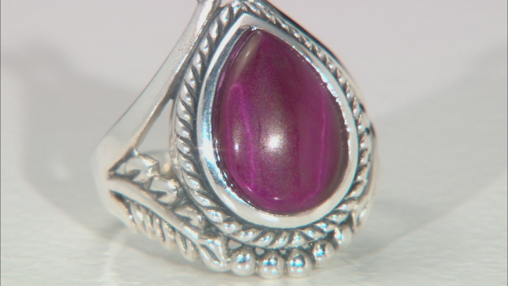 Pink Tiger's Eye Sterling Silver Solitaire Ring
