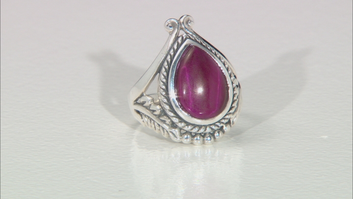 Pink Tiger's Eye Sterling Silver Solitaire Ring