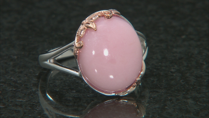 Pink Opal Rhodium & 18k Rose Gold Over Silver Solitaire Ring Video Thumbnail