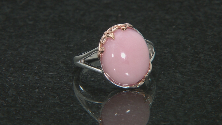 Pink Opal Rhodium & 18k Rose Gold Over Silver Solitaire Ring Video Thumbnail