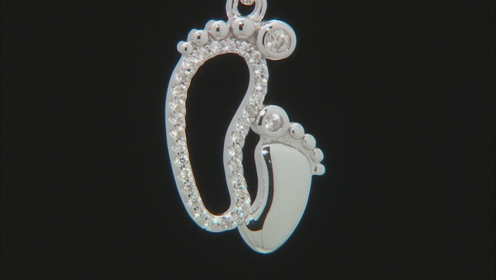 White zircon rhodium over sterling silver Mother and Baby pendant with chain 0.29ctw Video Thumbnail