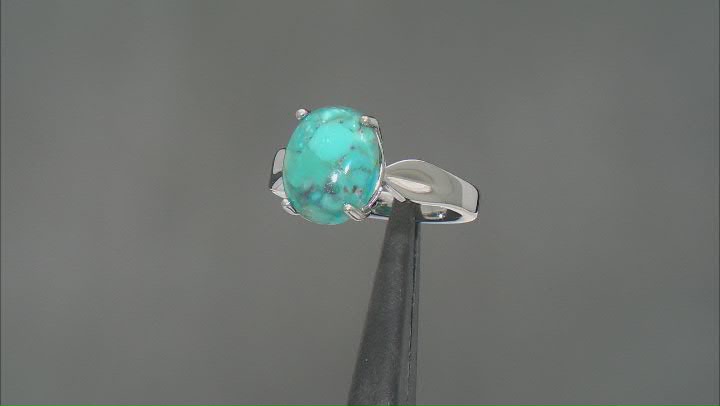 Blue Turquoise Rhodium Over Sterling Silver Solitaire Ring Video Thumbnail