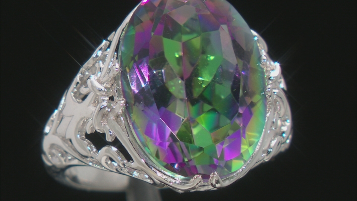 Multi-Color Quartz Rhodium Over Sterling Silver Ring 10.63ct Video Thumbnail