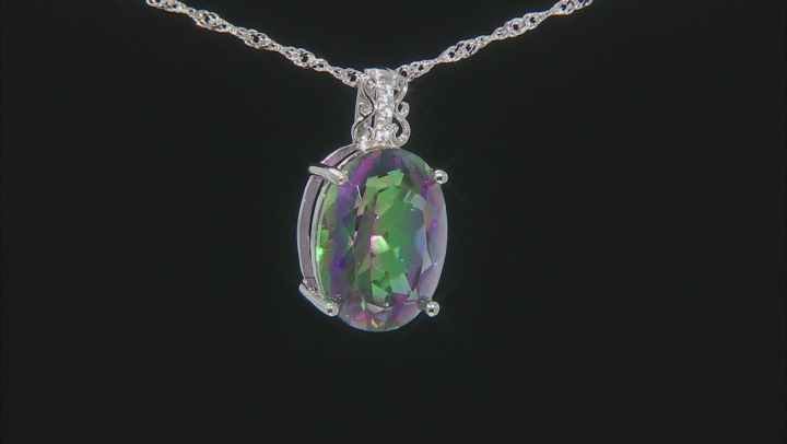 Multi-Color Quartz Rhodium Over Sterling Silver Pendant with Chain 6.81ctw Video Thumbnail