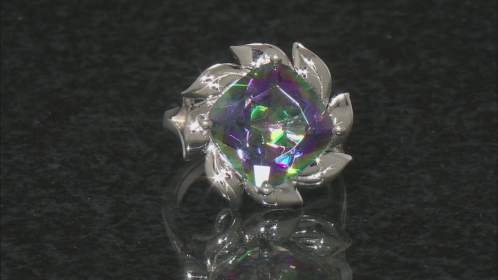 Multi-Color Quartz Rhodium Over Sterling Silver Solitaire Ring 5.53ct Video Thumbnail