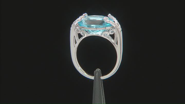 Blue Topaz Rhodium Over Sterling Silver Ring 6.50ctw Video Thumbnail