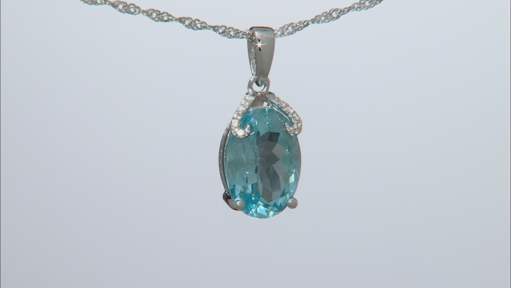 Sky Blue Glacier Topaz Rhodium Over Sterling Silver Pendant With Chain 6.42ctw Video Thumbnail