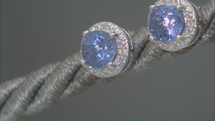 Blue tanzanite rhodium over sterling silver stud earrings 1.76ctw Video Thumbnail