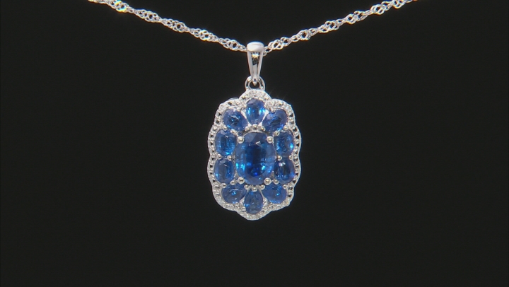 Blue Kyanite rhodium over silver pendant with chain 3.34ctw Video Thumbnail