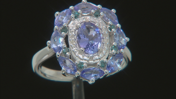 Blue tanzanite rhodium over sterling silver ring 1.77ctw Video Thumbnail