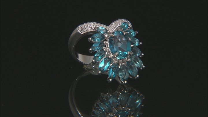 London blue topaz rhodium over silver ring 4.32ctw Video Thumbnail