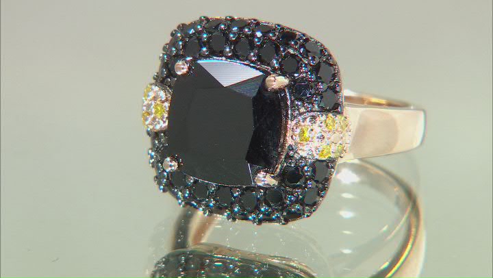 Black Spinel 18k Yellow Gold Over Silver Ring 5.69ctw Video Thumbnail
