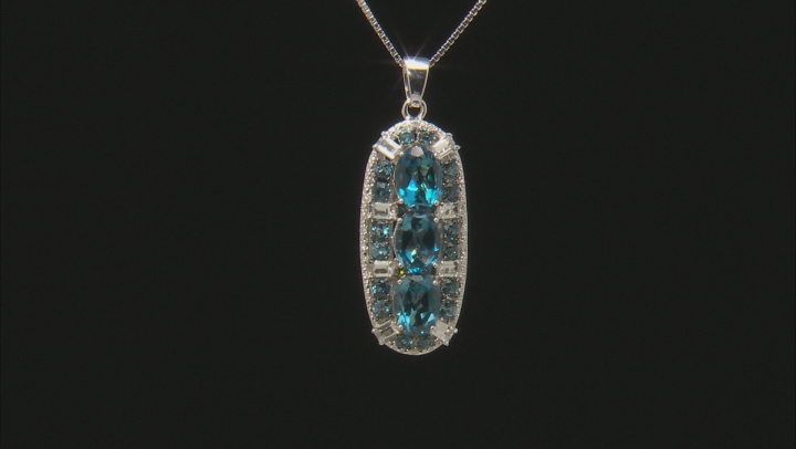 London Blue Topaz Rhodium Over Silver Pendant With Chain 5.53ctw