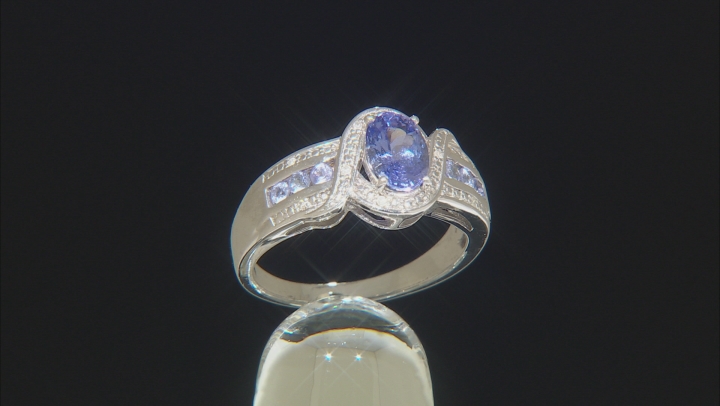 Blue Tanzanite Rhodium Over Silver Ring 1.02ctw Video Thumbnail