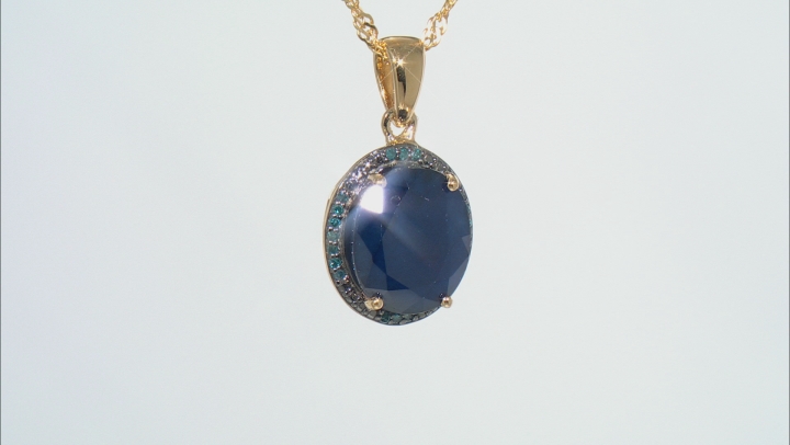 Blue Sapphire 18k Yellow Gold Over Sterling Silver Pendant With Chain 4.86ctw Video Thumbnail