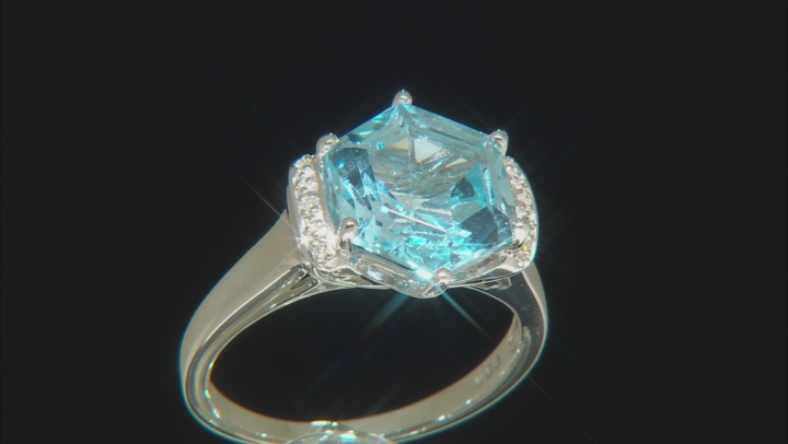 Sky blue topaz rhodium over silver ring 4.05ctw Video Thumbnail
