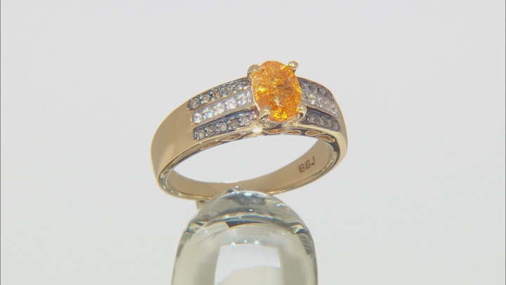 Orange Mandarin Garnet 18k Gold Over Silver ring .94ctw Video Thumbnail