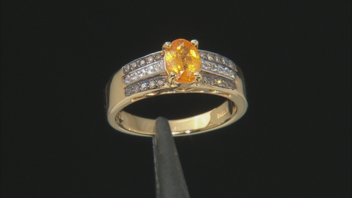 Orange Mandarin Garnet 18k Gold Over Silver ring .94ctw Video Thumbnail
