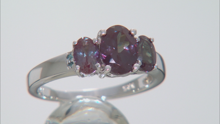 Blue Lab Created Alexandrite Rhodium Over Silver Ring 1 ...