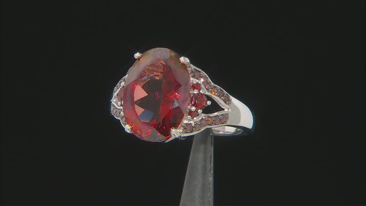 Red labradorite rhodium over silver ring 4.65ctw Video Thumbnail