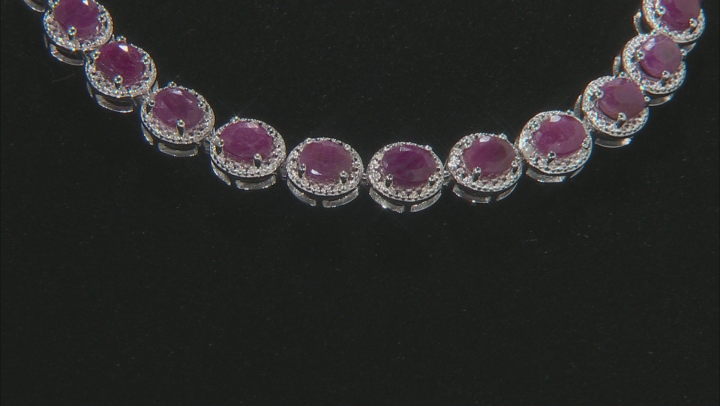Red ruby rhodium over sterling silver bracelet 9.93ctw Video Thumbnail
