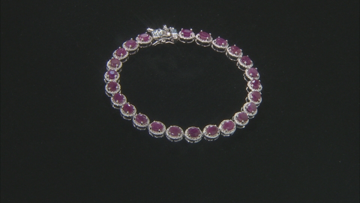 Red ruby rhodium over sterling silver bracelet 9.93ctw Video Thumbnail