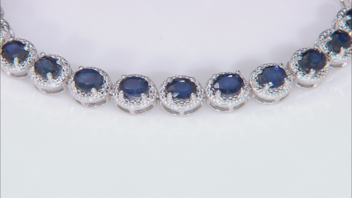 Blue sapphire rhodium over sterling silver bracelet 8.43ctw Video Thumbnail
