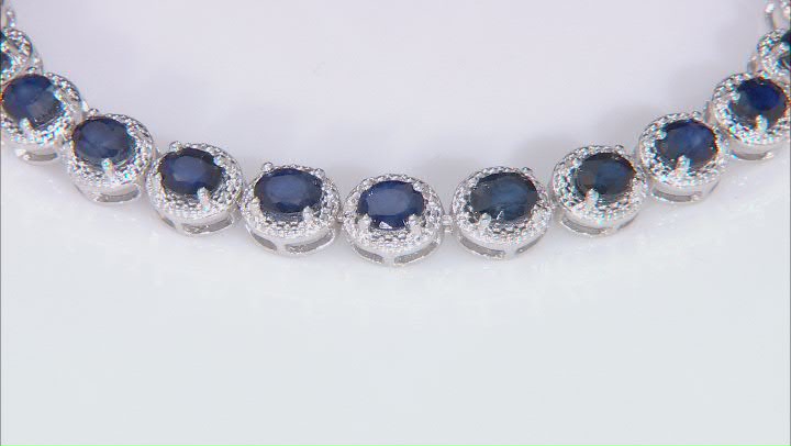 Blue sapphire rhodium over sterling silver bracelet 8.43ctw Video Thumbnail