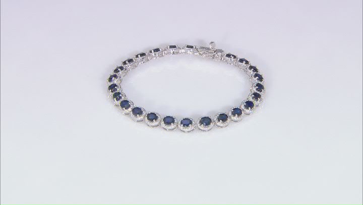 Blue sapphire rhodium over sterling silver bracelet 8.43ctw Video Thumbnail