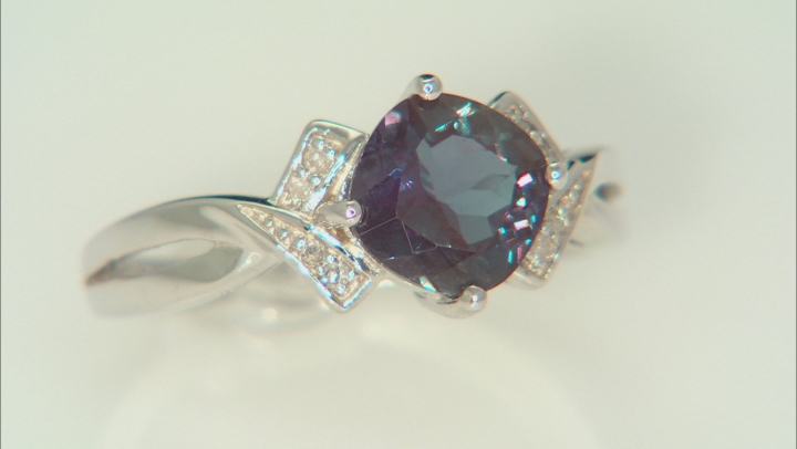 Teal lab created alexandrite rhodium over sterling silver ring 1.60ctw ...
