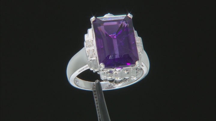Purple Amethyst Rhodium Over Sterling Silver Ring 6.09ctw Video Thumbnail