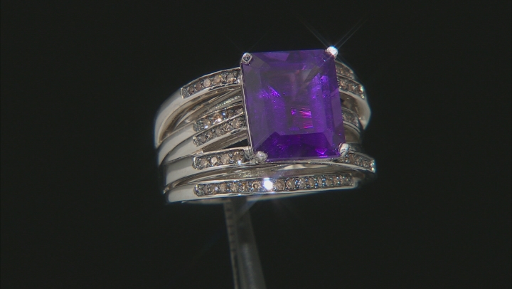 Purple Amethyst Rhodium Over Sterling Silver Ring 5.04ctw Video Thumbnail