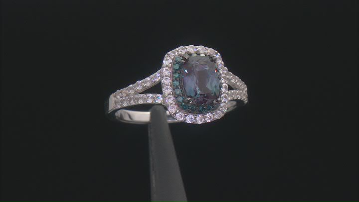 Blue lab alexandrite rhodium over sterling silver ring 1.50ctw Video Thumbnail