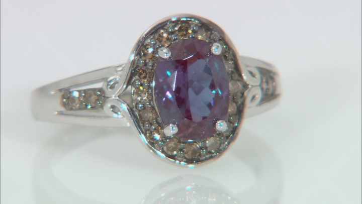Blue Lab Created Alexandrite Rhodium Over Sterling Silver Ring 1.46ctw Video Thumbnail