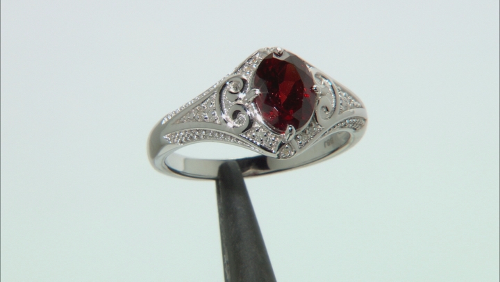 Vermelho Garnet™ Rhodium Over Sterling Silver Ring 1.18ctw Video Thumbnail