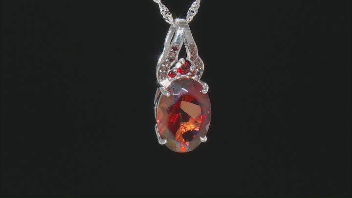 Red Labradorite Rhodium Over Sterling Silver Pendant With Chain 4.56ctw Video Thumbnail