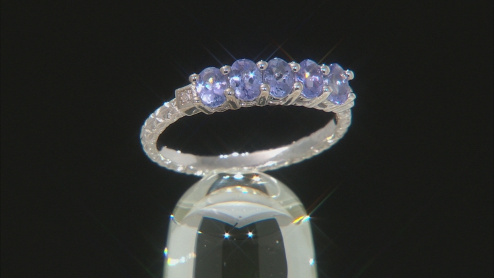Blue Tanzanite Rhodium Over Sterling Silver Band Ring 0.82ctw Video Thumbnail
