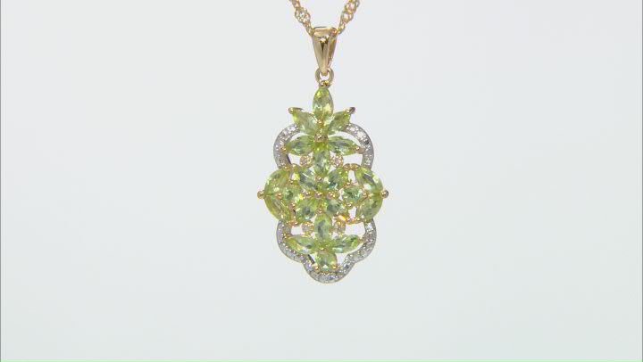 Green Peridot 18K Gold Over Sterling Silver Pendant With Chain 2.83ctw Video Thumbnail