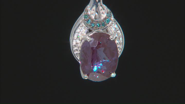 Lab Created Alexandrite Rhodium Over Sterling Silver Pendant With Chain 1.79ctw Video Thumbnail